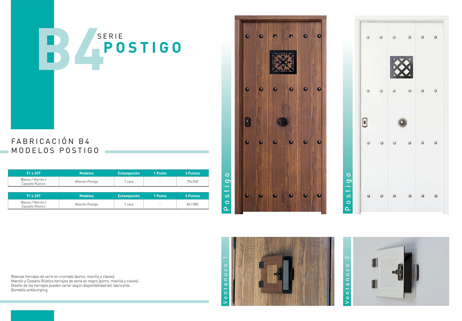Puertas rústicas acorazadas con postigo y clavos