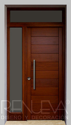 puerta de iroko con vidrios