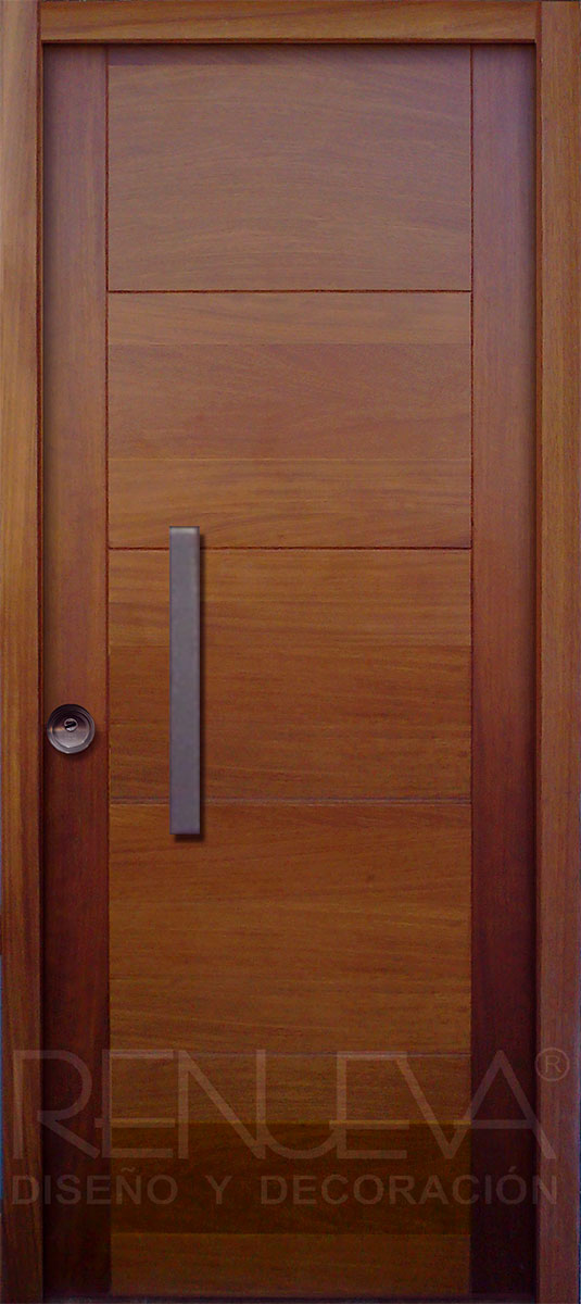 Puerta de entrada de madera de iroko de una hoja