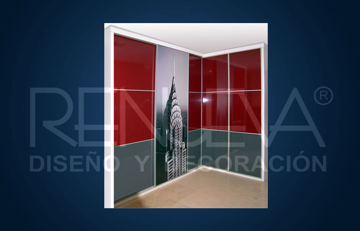 Armario en forma de L corredera + plegable