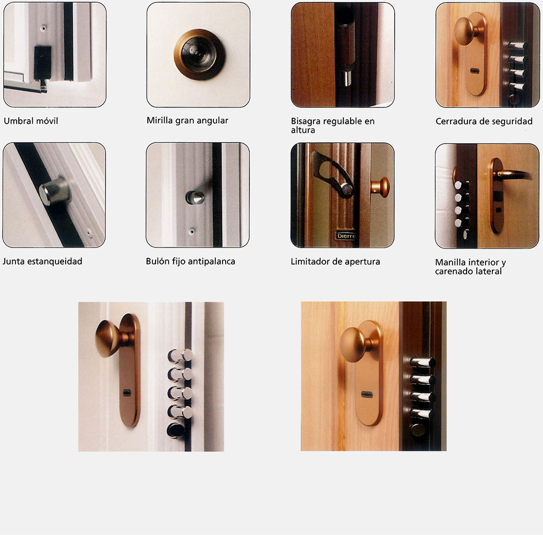 Detalles y componentes de puertas acorazadas Dierre