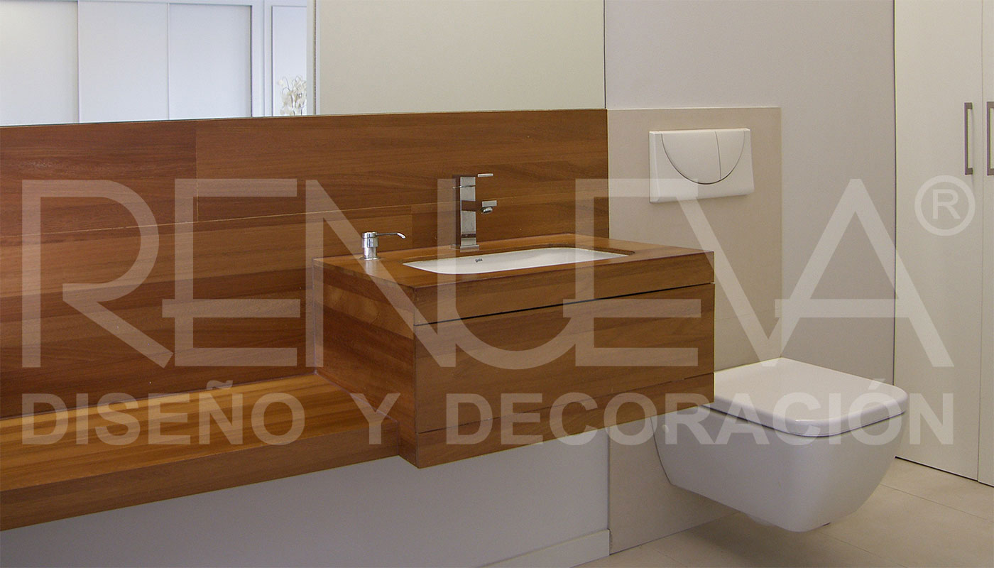 Mueble de lavabo a medida en madera de iroko