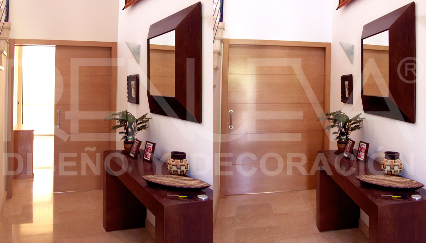 puerta corredera especial, rallada haya vaporizada