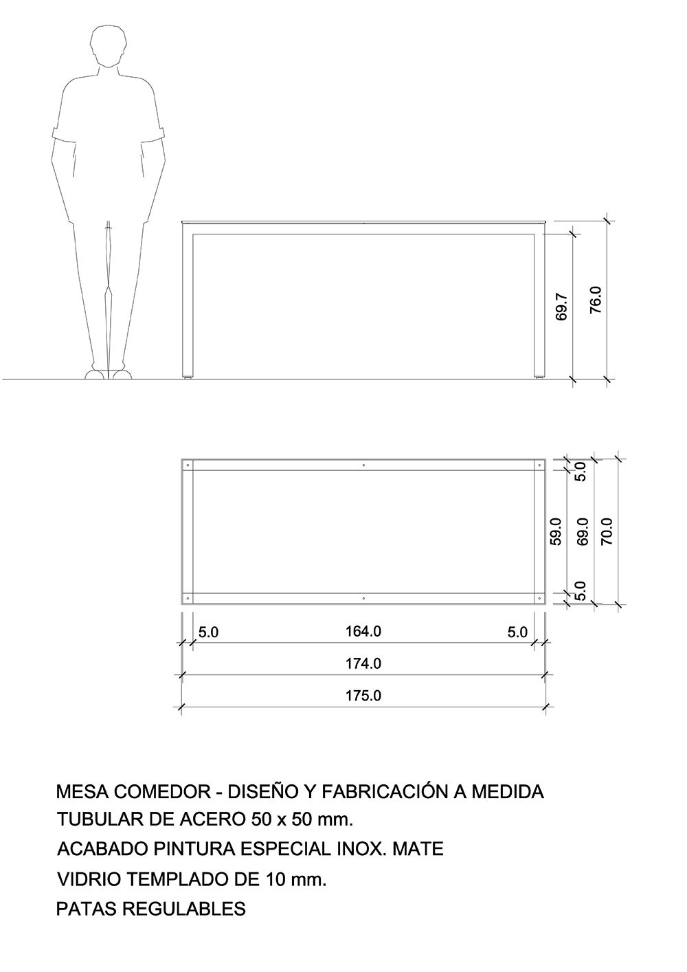 Mesa de comedor fabricada a medida