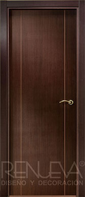Puerta lisa rayada modelo RP1 wengué