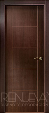 Puerta lisa rayada modelo RP5 wengué