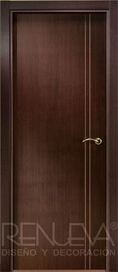 Puerta lisa rayada modelo RPX wengué