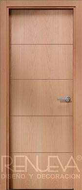 Puerta lisa rayada modelo RT5P haya