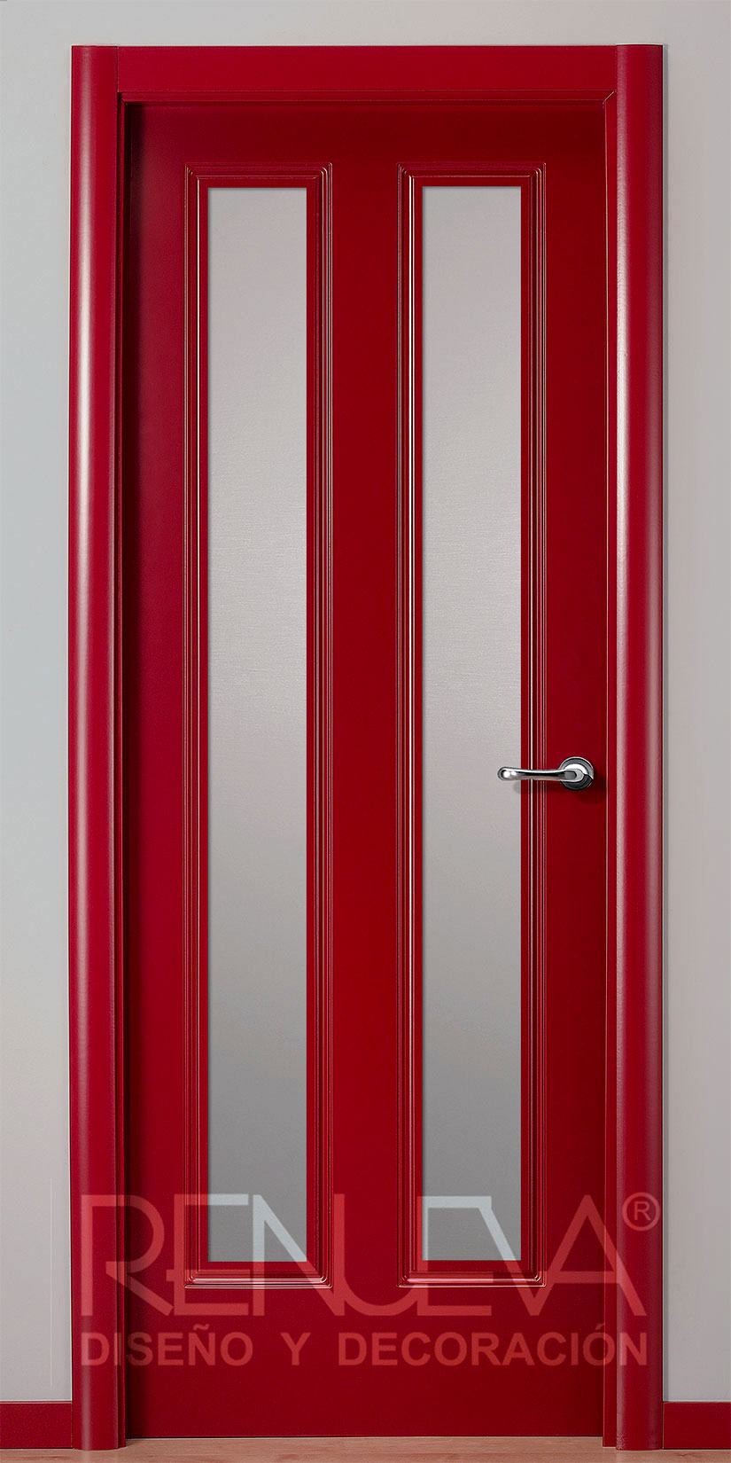 puerta lacada en color rojo